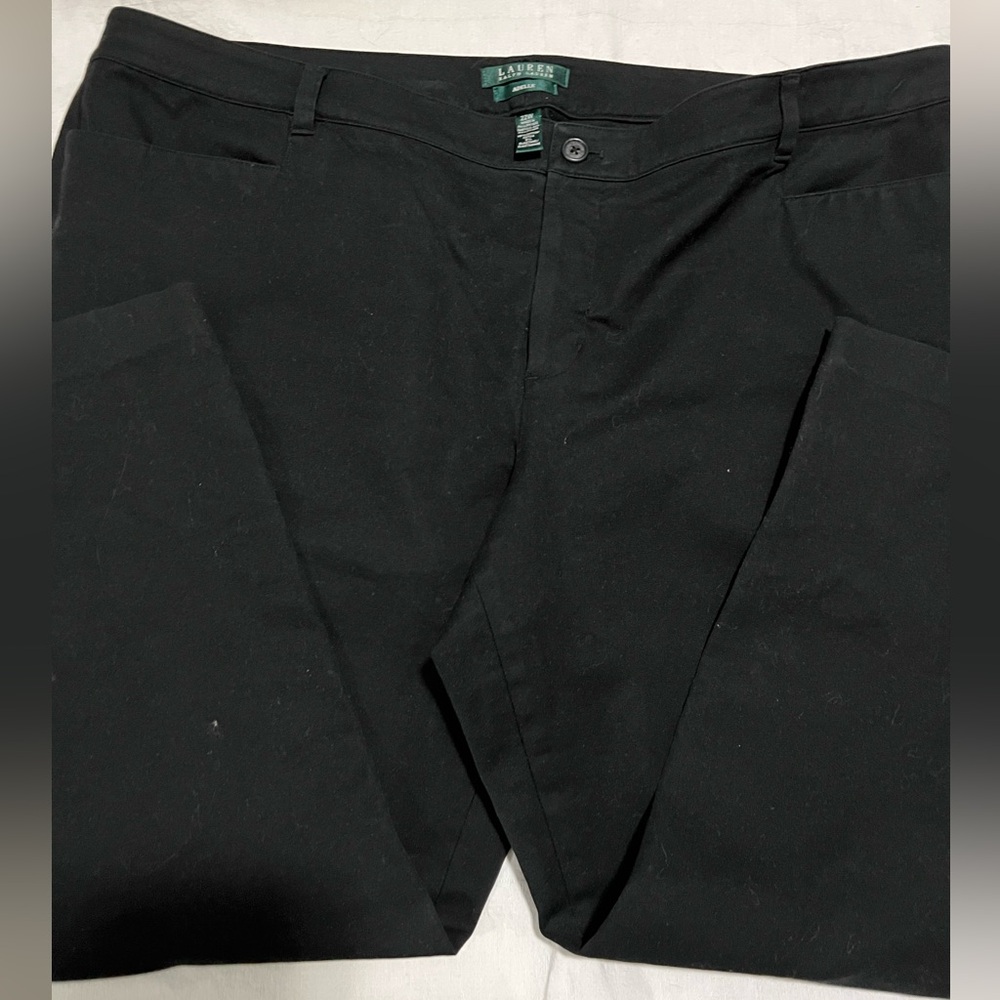 Lauren Ralph Lauren Adelle Ankle Pants 22W Black Straight Leg Flat Front Womens